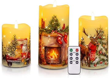 Christmas Flameless Candles with Remote & Timer