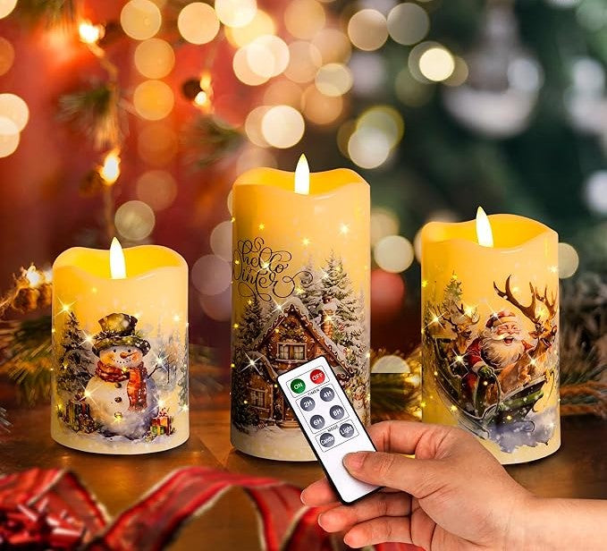 Christmas Flameless Candles with Remote & Timer