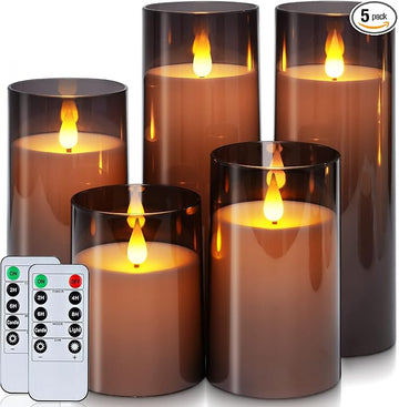 Gray Flameless LED Candles Set of 5 with Remote