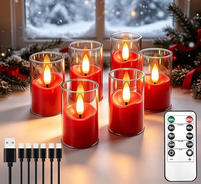 Rechargeable Flameless Tea Light Candles Set of 6